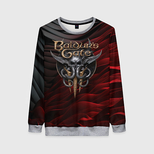 Женский свитшот Baldurs Gate 3 logo dark red black / 3D-Меланж – фото 1