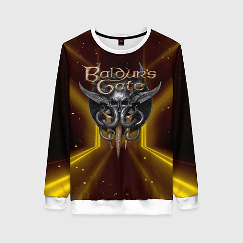 Женский свитшот Baldurs Gate 3 logo black gold / 3D-Белый – фото 1