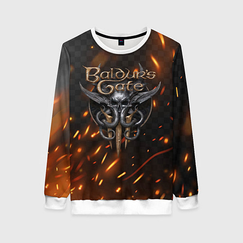 Женский свитшот Baldurs Gate 3 logo fire / 3D-Белый – фото 1