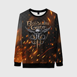 Свитшот женский Baldurs Gate 3 logo fire, цвет: 3D-черный