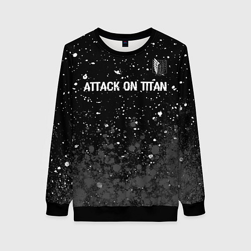 Женский свитшот Attack on Titan glitch на темном фоне: символ свер / 3D-Черный – фото 1
