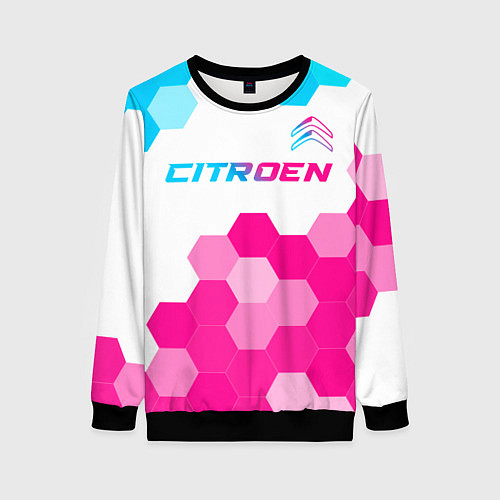 Женский свитшот Citroen neon gradient style: символ сверху / 3D-Черный – фото 1