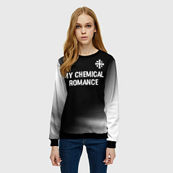 Свитшот женский My Chemical Romance glitch на темном фоне: символ, цвет: 3D-черный — фото 2