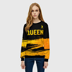 Свитшот женский Queen - gold gradient: символ сверху, цвет: 3D-черный — фото 2
