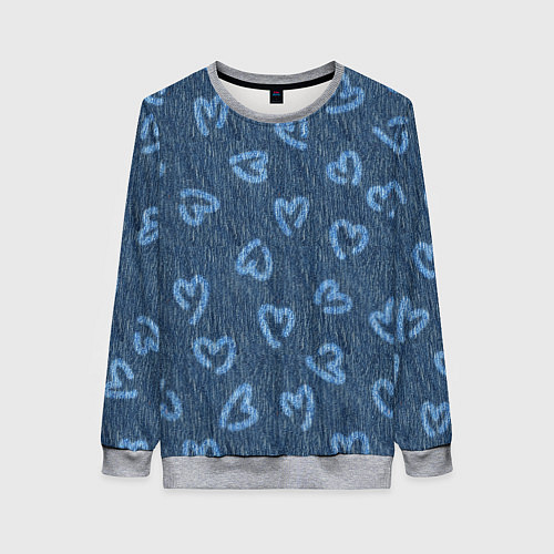 Женский свитшот Hearts on denim / 3D-Меланж – фото 1