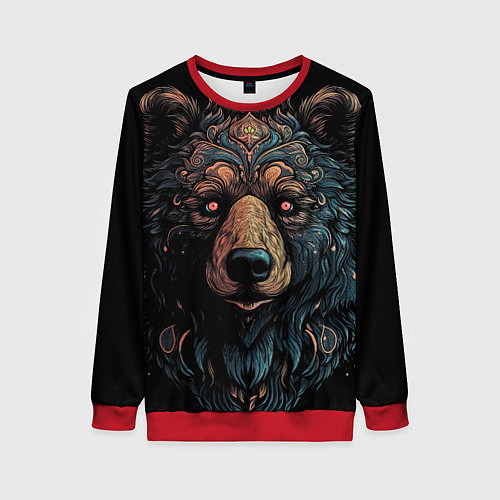 Женский свитшот Медведь из узоров / 3D-Красный – фото 1