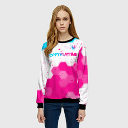 Свитшот женский Poppy Playtime neon gradient style: символ сверху, цвет: 3D-черный — фото 2