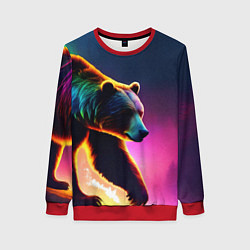Женский свитшот Неоновый светящийся медведь гризли