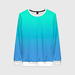 Женский свитшот Градиент сине-зелёный светлый