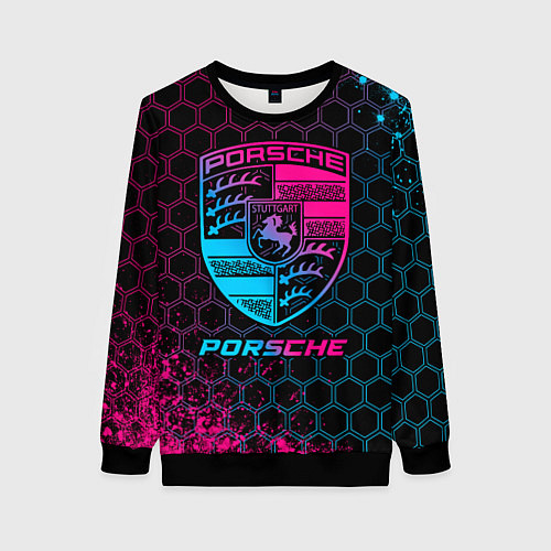 Женский свитшот Porsche - neon gradient / 3D-Черный – фото 1