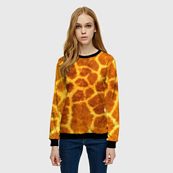Свитшот женский Шкура жирафа - текстура, цвет: 3D-черный — фото 2