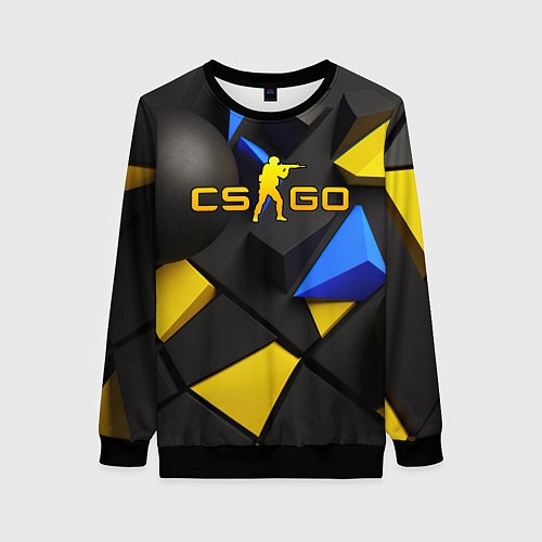 Женский свитшот CSGO blue yellow abstract / 3D-Черный – фото 1