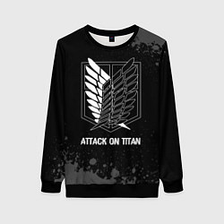 Женский свитшот Attack on Titan glitch на темном фоне
