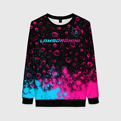 Женский свитшот Lamborghini - neon gradient: символ сверху