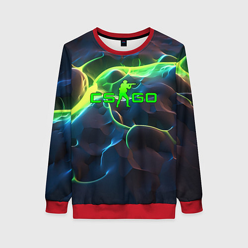 Женский свитшот CSGO green neon / 3D-Красный – фото 1