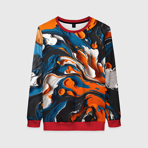 Женский свитшот Акриловые краски - оранжевые / 3D-Красный – фото 1