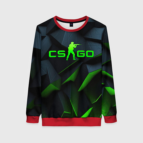 Женский свитшот CSGO green texture logo / 3D-Красный – фото 1