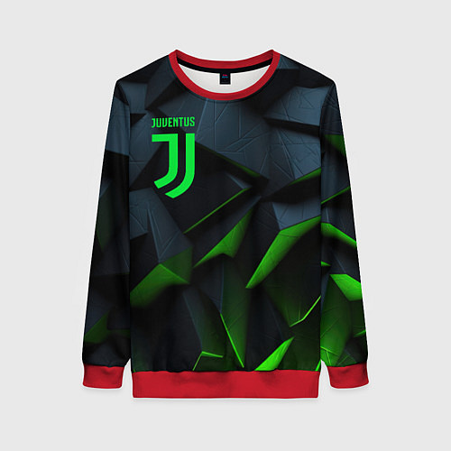 Женский свитшот Juventus black green logo / 3D-Красный – фото 1