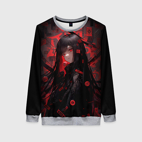 Женский свитшот Anime girl - black and red / 3D-Меланж – фото 1