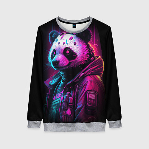 Женский свитшот Panda cyberpunk / 3D-Меланж – фото 1