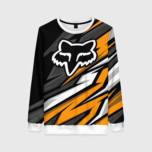 Женский свитшот Fox motocross racing - orange / 3D-Белый – фото 1