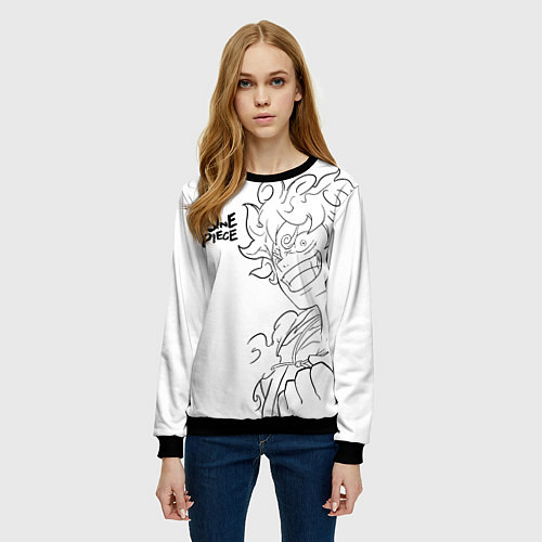 Женский свитшот Ван пис - Луффи гир 5 / 3D-Черный – фото 3