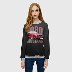 Свитшот женский Автомашина Ford Mustang, цвет: 3D-меланж — фото 2