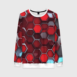 Женский свитшот Cyber hexagon red