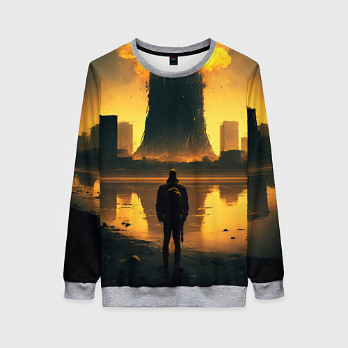 Женский свитшот Парень напротив взрыва / 3D-Меланж – фото 1