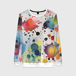 Свитшот женский Colorful blots - vogue - abstraction, цвет: 3D-белый