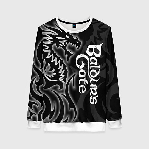 Женский свитшот Балдурс гейт 3 - черный дракон / 3D-Белый – фото 1