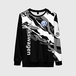 Свитшот женский Фольцваген - белый камуфляж, цвет: 3D-черный
