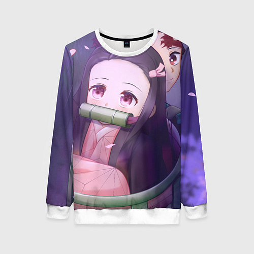 Женский свитшот Клинок рассекающий демонов Тандзиро Нэдзуко Kamado / 3D-Белый – фото 1