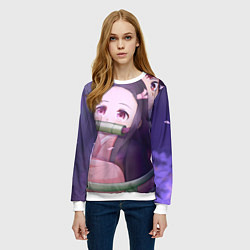 Свитшот женский Клинок рассекающий демонов Тандзиро Нэдзуко Kamado, цвет: 3D-белый — фото 2