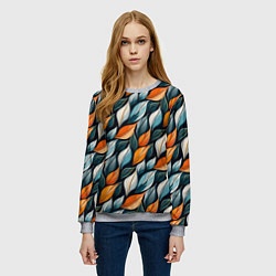 Свитшот женский Узор из листьев поздняя осень, цвет: 3D-меланж — фото 2
