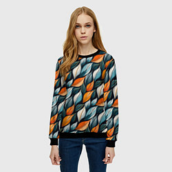 Свитшот женский Узор из листьев поздняя осень, цвет: 3D-черный — фото 2