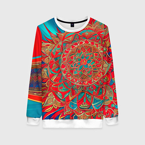 Женский свитшот Узор подсолнух / 3D-Белый – фото 1