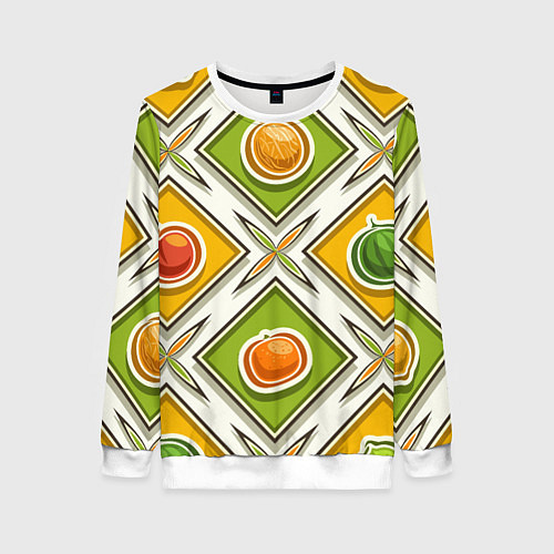 Женский свитшот Fruits and berries pattern / 3D-Белый – фото 1