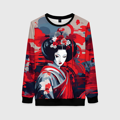 Женский свитшот Geisha vector style / 3D-Черный – фото 1