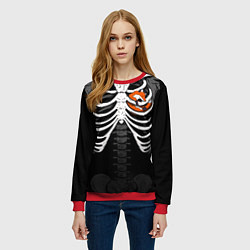 Свитшот женский Скелет: ребра с лисой, цвет: 3D-красный — фото 2