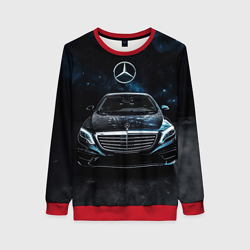 Женский свитшот Mercedes Benz space background / 3D-Красный – фото 1