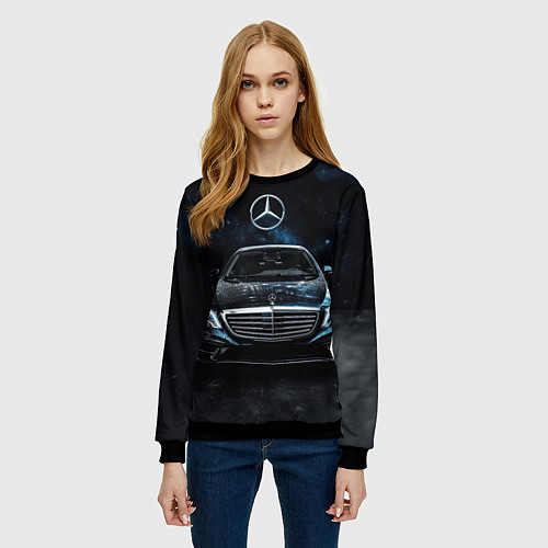 Женский свитшот Mercedes Benz space background / 3D-Черный – фото 3