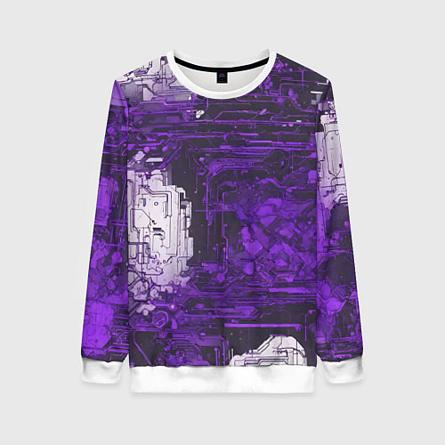 Женский свитшот Киберпанк заражение фиолетовое / 3D-Белый – фото 1