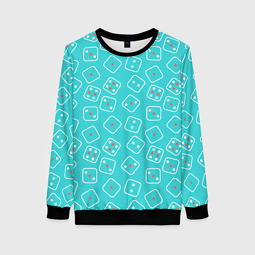 Женский свитшот Игральные кости на голубом фоне / 3D-Черный – фото 1