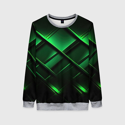 Женский свитшот Зеленые неоновые плиты / 3D-Меланж – фото 1