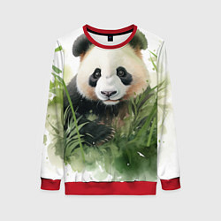 Свитшот женский Панда акварель, цвет: 3D-красный