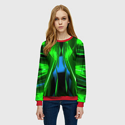 Свитшот женский Зеленый калейдоскоп абстракция, цвет: 3D-красный — фото 2