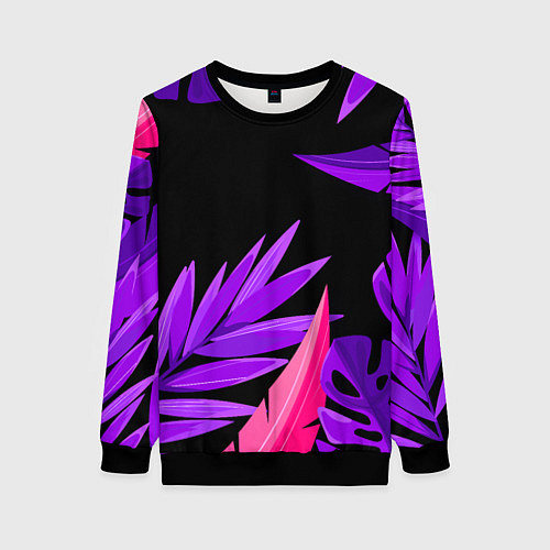 Женский свитшот Floral composition - neon / 3D-Черный – фото 1