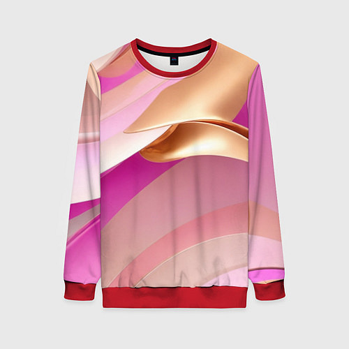 Женский свитшот Розовый с золотом абстрактный фон / 3D-Красный – фото 1