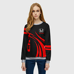 Свитшот женский Honda CR-V - красный и карбон, цвет: 3D-меланж — фото 2